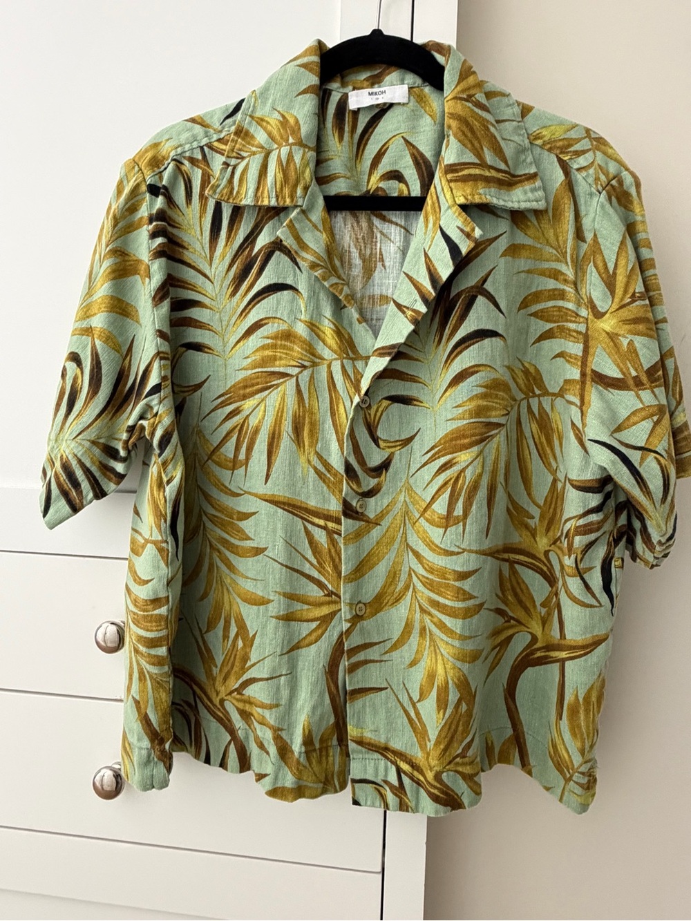 Mikoh Sage Green Tropical Shirt & Shorts Set with Golden Palm Print - Picture 3 of 7